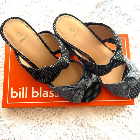 Bill Blass Shoes - Bill Blass Kaley Jacquard Knotted Strap Slide Sandal